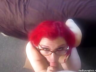 Tina Danger, Round redhead with big tits and glasses deep-throats and fucks
